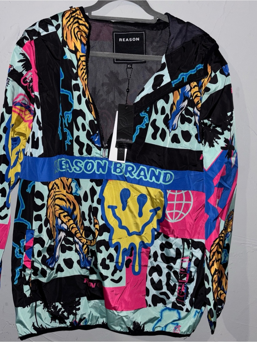 Reason Kids Multi-Color Graphic Raincoat — Blue, Yellow, Pink, Black, Mint